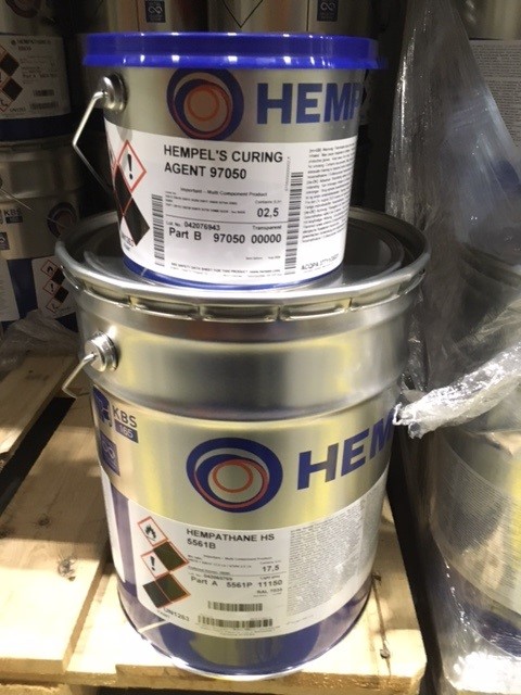 Hempel Hempathane HS 5561B (Base 5561P + Hardener 97050), Hempel 11150 = RAL 7035, 20 Ltr.